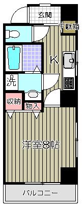 メゾンなかはら(1K/7階)の間取り写真