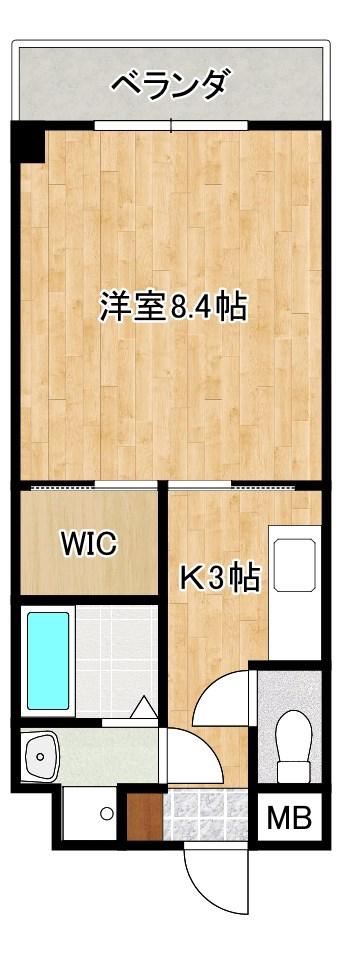 アビターレ(1K/3階)の間取り写真