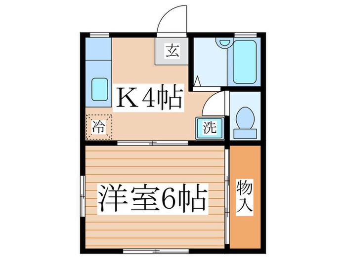 グリーンコテージ(1K/2階)の間取り写真