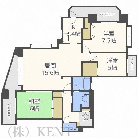東急ドエルアルス円山裏参道(3LDK/5階)の間取り写真