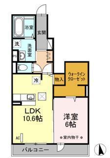 ルイティア VI(1LDK/1階)の間取り写真