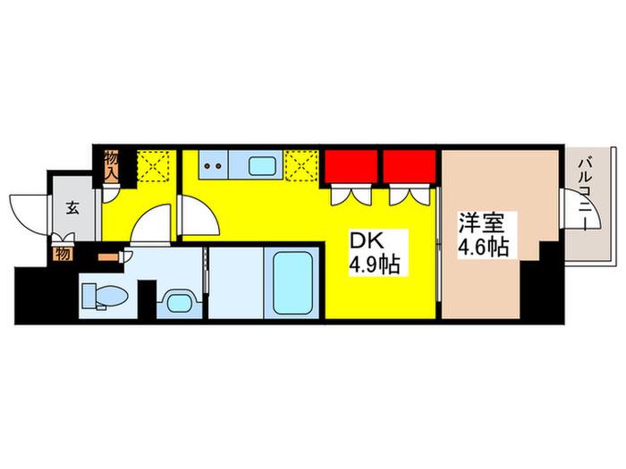 リビオメゾン浅草雷門(1DK/3階)の間取り写真