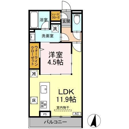 フォーティスMGH(1LDK/1階)の間取り写真