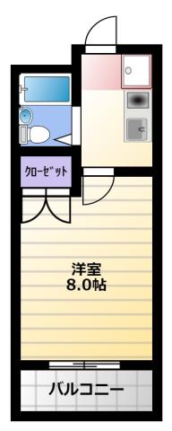フォルテ佐鳴台(1K/2階)の間取り写真
