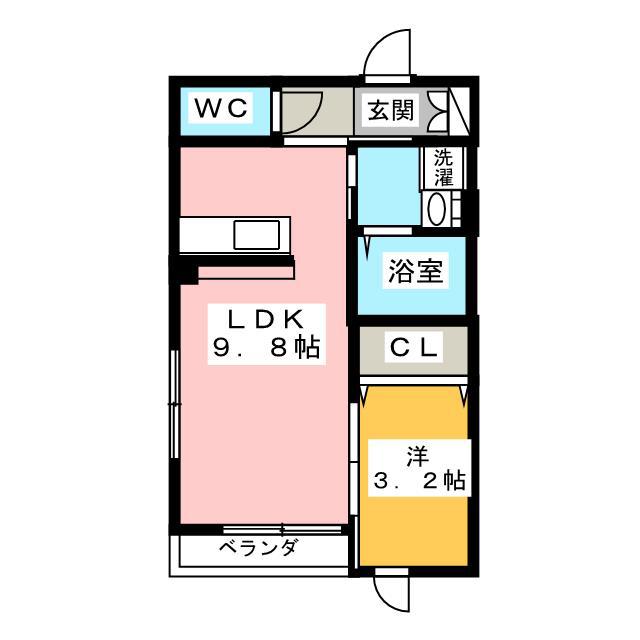 エメリーヴ(1LDK/1階)の間取り写真