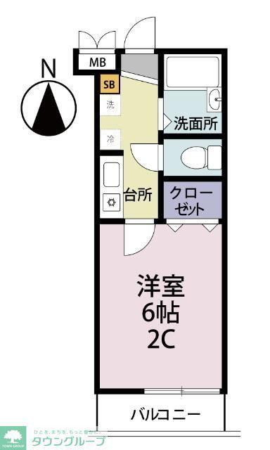 プランタン柏(1K/2階)の間取り写真