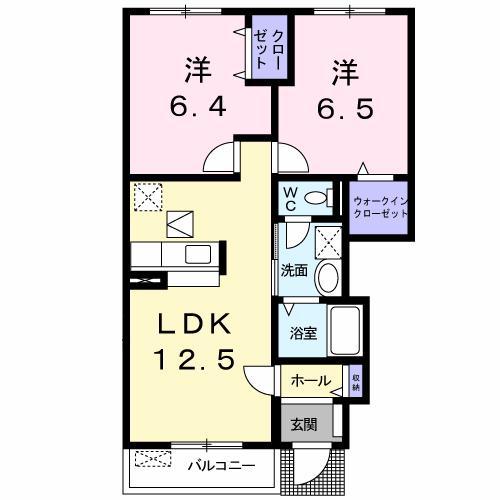 レクサスB(2LDK/1階)の間取り写真