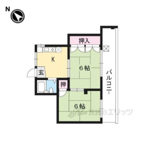セントラル一乗寺(2K/4階)の間取り写真
