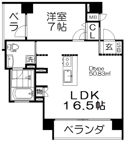 アークリヴェール(1LDK/7階)の間取り写真