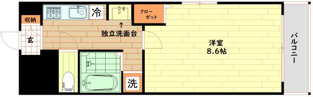アルビオン 西梅田(1K/4階)の間取り写真