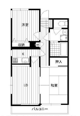 奈良町ハイツ(2LDK/2階)の間取り写真