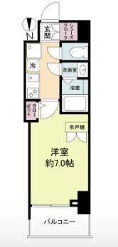 セレニテ谷町四丁目アリエ(1K/7階)の間取り写真