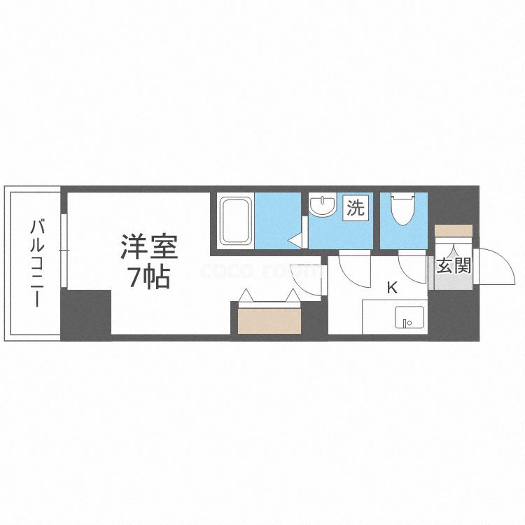 グランルージュ中之島南(1K/13階)の間取り写真