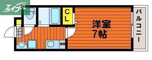 ウェーブレジデンス北長瀬(1K/2階)の間取り写真
