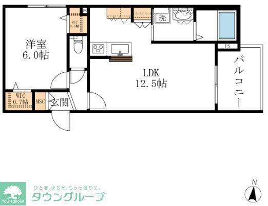 ポルトボヌール瑞穂(1LDK/2階)の間取り写真