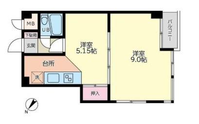 タス北久里浜(2K/1階)の間取り写真