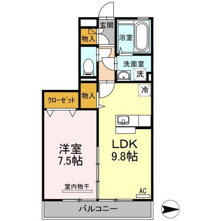リバーパークA(1LDK/2階)の間取り写真