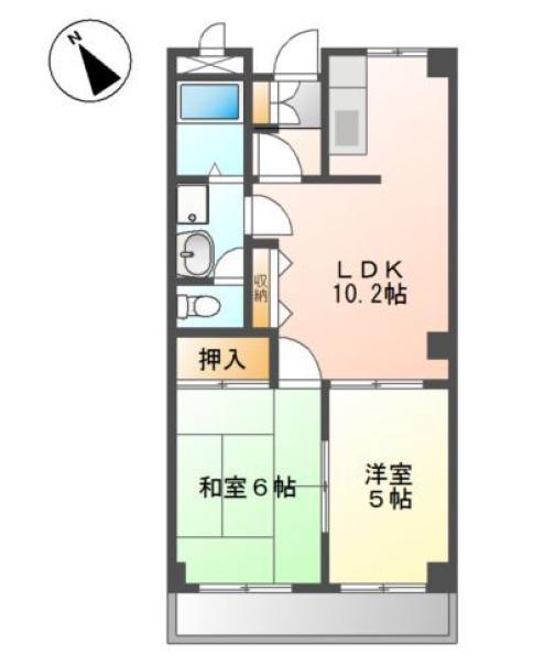 グリックユキモト(2LDK/2階)の間取り写真