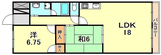 第2シーサイドパレス塩屋(2LDK/2階)の間取り写真
