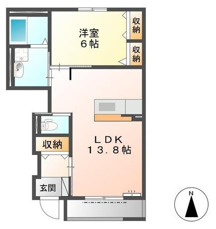 ロジェB(1LDK/1階)の間取り写真