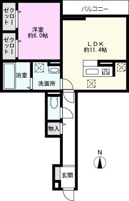 Dアヴァンス高富C棟(1LDK/2階)の間取り写真