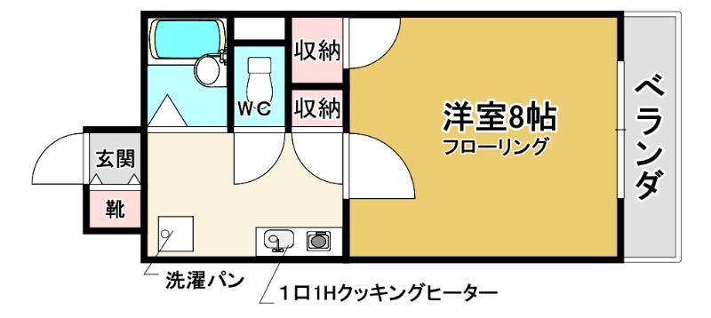 APRICITY千里(1K/1階)の間取り写真