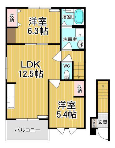 TIARA(2LDK/2階)の間取り写真