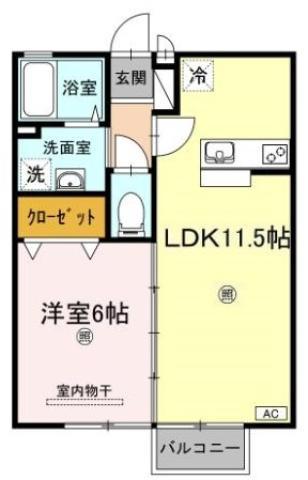 サンライズ(1LDK/2階)の間取り写真