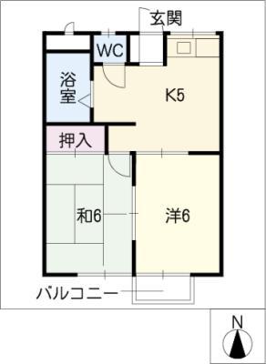 サンシャイン藤(2K/2階)の間取り写真