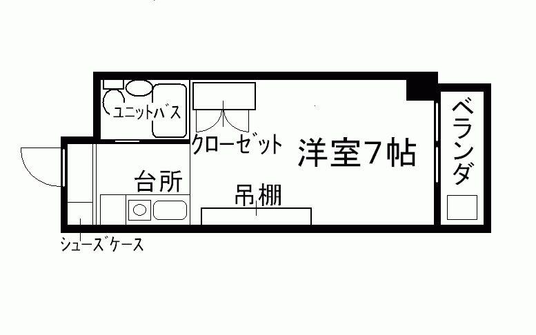 KUWADA(1K/7階)の間取り写真