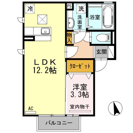 コーポ如月(1LDK/1階)の間取り写真