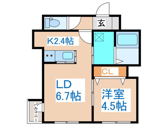 ヴェルデマンティス(1LDK/1階)の間取り写真