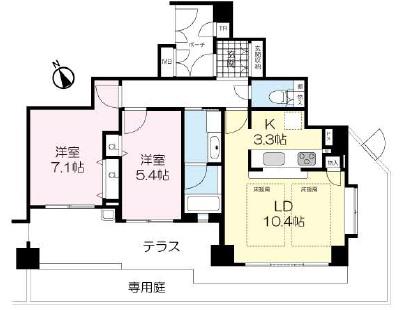 メゾン甲子園口天道町(2LDK/1階)の間取り写真