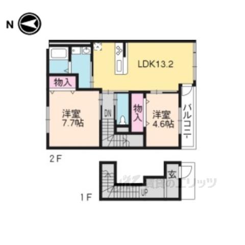 ルーヴル西法寺(2LDK/2階)の間取り写真