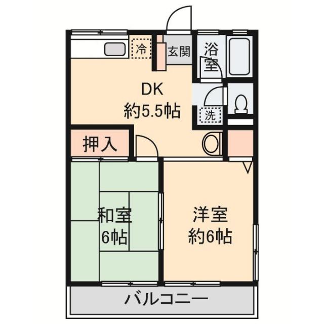 シティハイムパークヒルズB(2DK/2階)の間取り写真