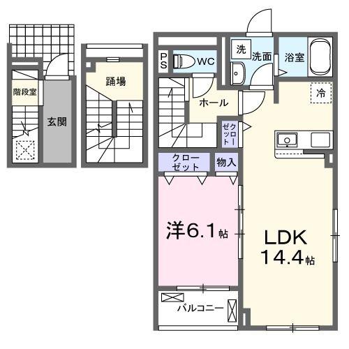 クラール 島野 A(1LDK/3階)の間取り写真
