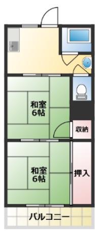 ファミリーマンション(2DK/4階)の間取り写真