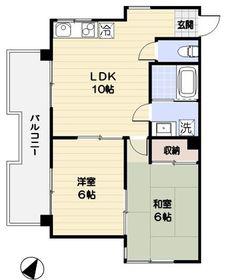 シャルール相模(2LDK/5階)の間取り写真