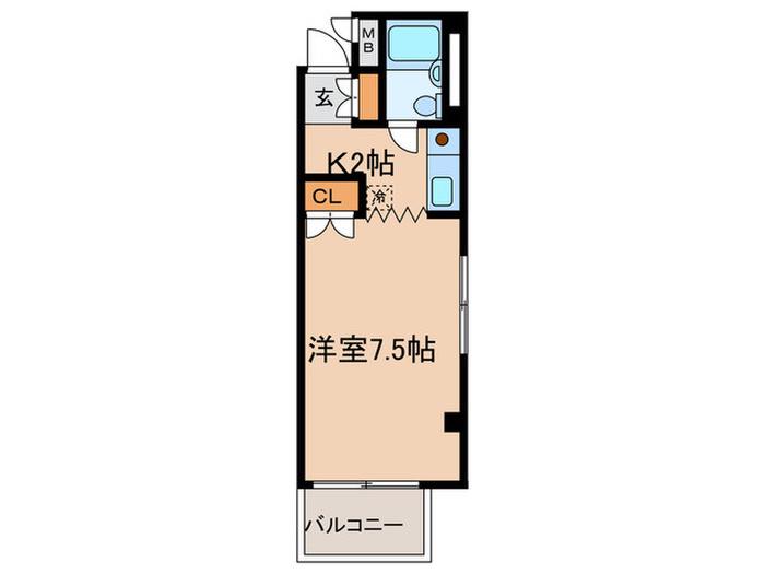 ベルナ高見(1K/2階)の間取り写真