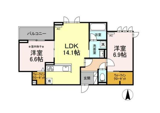 ラフォーレ(2LDK/2階)の間取り写真