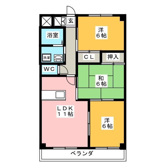 グリーンハイツ(3LDK/4階)の間取り写真