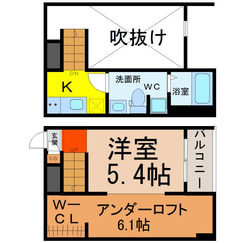 LIBRE大曽根(1K/2階)の間取り写真