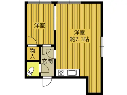 横山アパートA(1DK/2階)の間取り写真