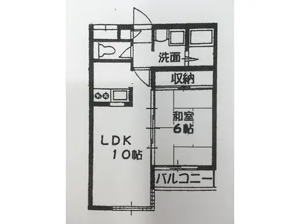 ベルセ北与野(1LDK/2階)の間取り写真