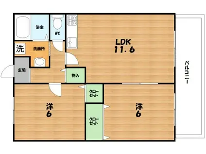 ツインコート(2LDK/1階)の間取り写真