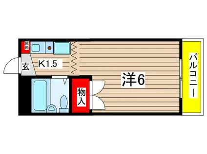 第1ハイコープ田中(1K/3階)の間取り写真