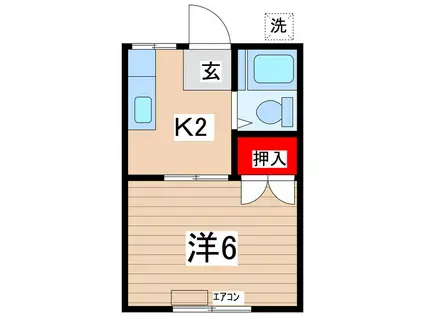 内山ハイツ(1K/2階)の間取り写真