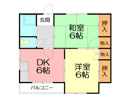 サンハイツ葉山(2DK/2階)の間取り写真