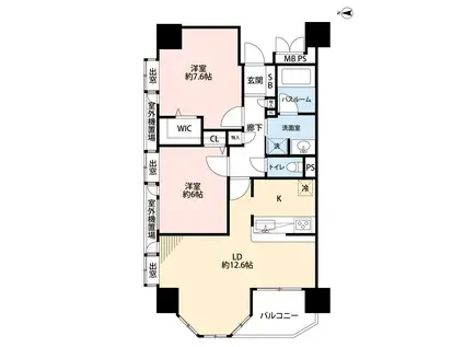 ライオンズマンション高輪(2LDK/4階)の間取り写真