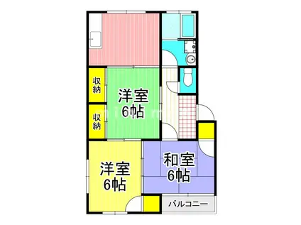 久フラットA(3DK/2階)の間取り写真